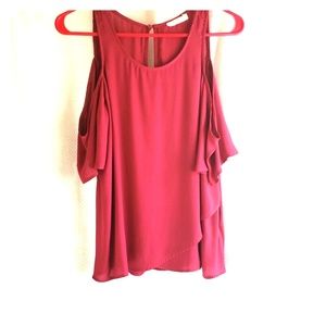 Raspberry cold shoulder top
